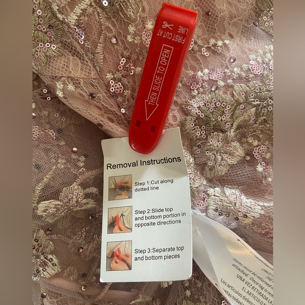 Mac Duggal Size 10 Blush Pink Beaded Floral Lace Midi Dress NWT Formal Cocktail - Picture 13 of 15